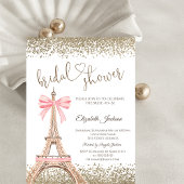 Gold Diamonds Eiffel Tower Bow Bridal Shower  招待状
