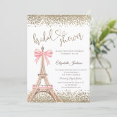 Gold Diamonds Eiffel Tower Bow Bridal Shower 招待状 (スタンド正面)