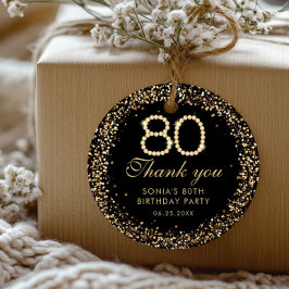 Gold Diamonds Elegant 80th Birthday Thank you Tag ラウンドシール