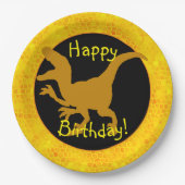 Gold Dinosaur Hide Happy Birthday! ペーパープレート (正面)