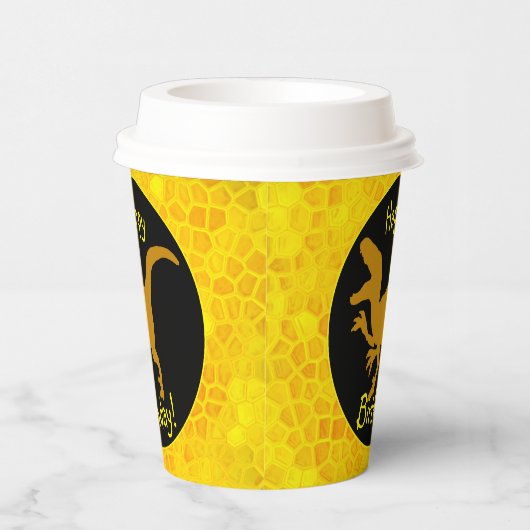 Gold Dinosaur Hide Happy Birthday! 紙コップ (右)