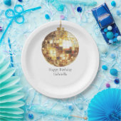 Gold Disco Ball Birthday ペーパープレート (パーティー)
