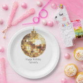 Gold Disco Ball Birthday ペーパープレート (パーティー)