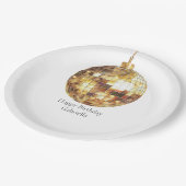 Gold Disco Ball Birthday ペーパープレート (アングル)