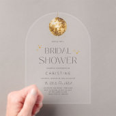Gold Disco Ball Sparkle Bridal Shower アクリル招待状 (インサイチュ (ポータブル))