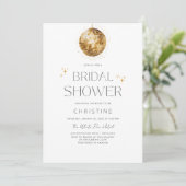 Gold Disco Ball Sparkle Bridal Shower 招待状 (スタンド正面)