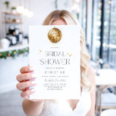 Gold Disco Ball Sparkle Bridal Shower 招待状