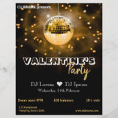 Gold Disco Ball Valentine's Day Party Flyer チラシ (正面)