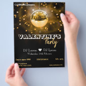 Gold Disco Ball Valentine's Day Party Flyer チラシ (手)