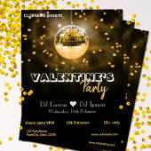 Gold Disco Ball Valentine's Day Party Flyer チラシ