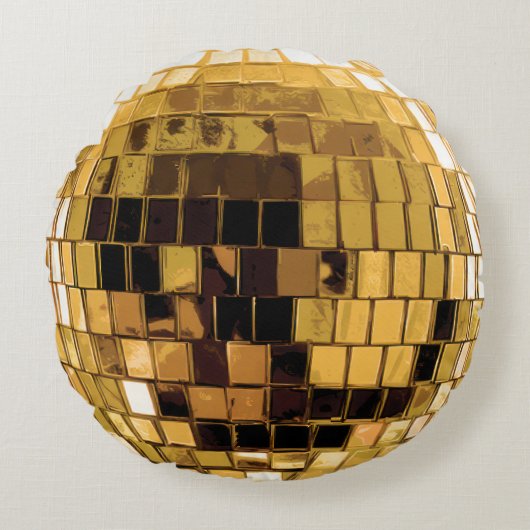 Gold Disco Disco Ball ラウンドクッション (正面)