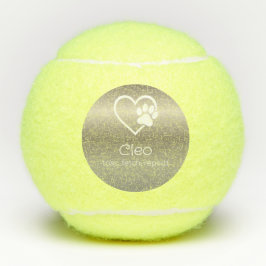 Gold Dog Name Tennis Ball 'toss, fetch, repeat' テニスボール