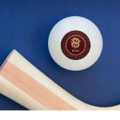 Gold Dragon and Medieval Stars and Moon on Maroon 卓球ボール