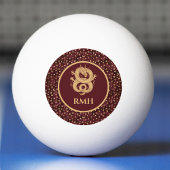 Gold Dragon and Medieval Stars and Moon on Maroon 卓球ボール