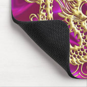 Gold Dragon Magenta Satin Lush Gold Mousepad マウスパッド (コーナー)