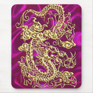 Gold Dragon Magenta Satin Lush Gold Mousepad マウスパッド