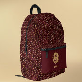 Gold Dragon on Burgundy with Stars Moon Monogram  プリントバックパック