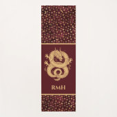 Gold Dragon on Burgundy with Stars Moon Monogram  ヨガマット (正面)