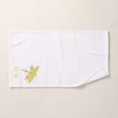 Gold Dragonfly Design Monogrammed バスタオルセット (ハンドタオル)