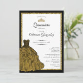 Gold Dress and Tiara Custom Photo Quinceanera 招待状 (スタンド正面)