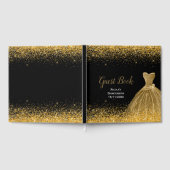 Gold Dress Faux Glitter Quinceanera ゲストブック (全面)