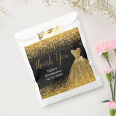 Gold Dress Faux Glitter Quinceanera フェイバーバッグ (封をした状態)