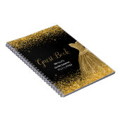 Gold Dress Faux Glitter Quinceanera Guest Book ノートブック (右側)