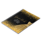 Gold Dress Faux Glitter Quinceanera Guest Book ノートブック (左側)