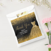 Gold Dress Faux Glitter Sweet 16 Birthday フェイバーバッグ (封をした状態)