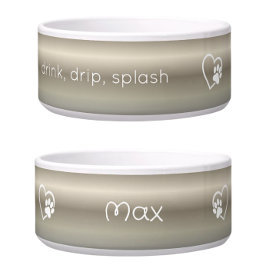 Gold 'drink drip splash' Dog Name Bowl ボウル
