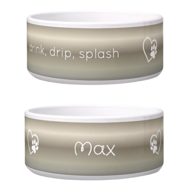 Gold 'drink drip splash' Dog Name Bowl ボウル (クリエイターアップロード済み)