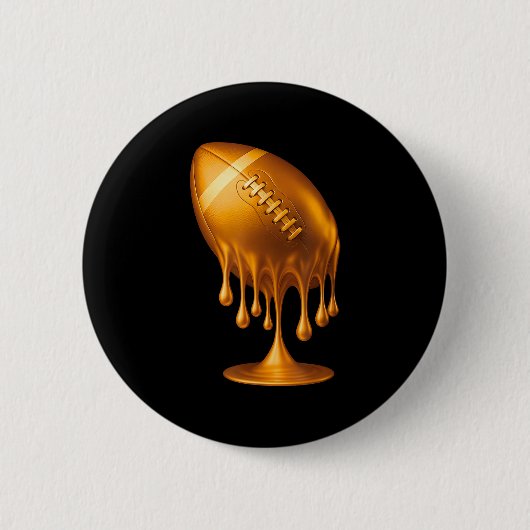 Gold Drip Football Touchdown Player Fans Game Day  缶バッジ (正面)