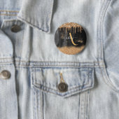 Gold Dripping Glitter Monogram Custom Metallic 缶バッジ (インサイチュ)