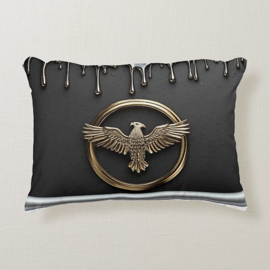 Gold Eagle Emblem With Spread Wings アクセントクッション (正面)