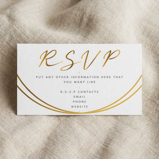 Gold effect script, RSVP white エンクロージャーカード