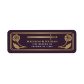 Gold Eggplant Medieval Fantasy Sword Wedding Label ラベル (正面)