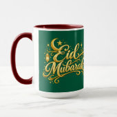 Gold Eid Mubarak Crescent Moon Lantern Islamic マグカップ (左)