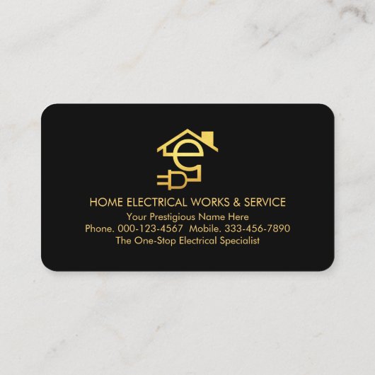Gold Electrical Icons On Gold Brackets 名刺 (裏面)