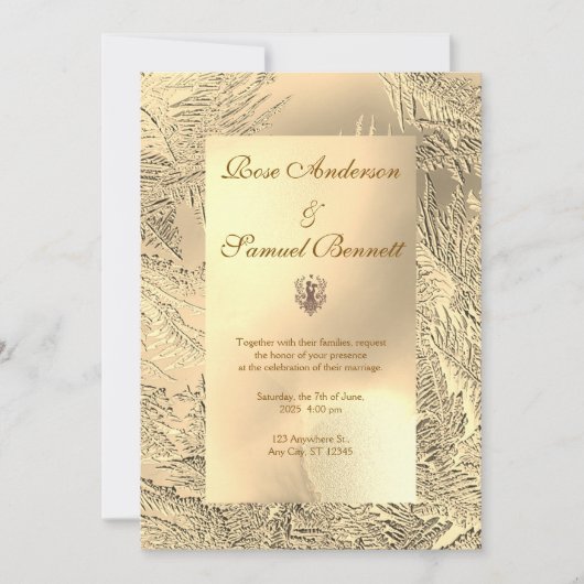 Gold Elegant Chic Wedding Invitation 招待状 (正面)