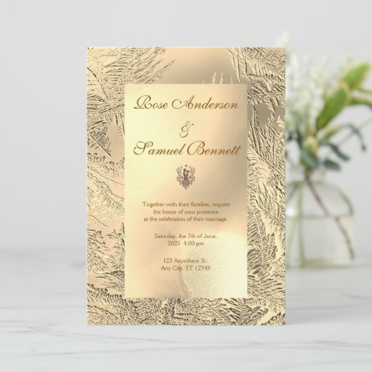 Gold Elegant Chic Wedding Invitation 招待状 (スタンド正面)