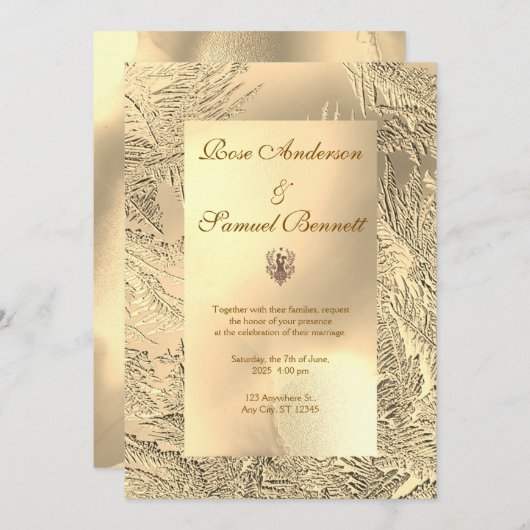 Gold Elegant Chic Wedding Invitation 招待状 (正面/裏面)