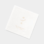 Gold elegant couple monogram minimalist wedding 箔ナプキン (左)