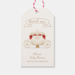 Gold Elegant Fairy Carriage Baby Shower Thank You ギフトタグ
