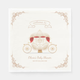 Gold Elegant Fairy Carriage Baby Shower Welcome  スタンダードランチョンナプキン
