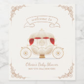 Gold Elegant Fairy Carriage Baby Shower Welcome  ワインラベル (シングルラベル)