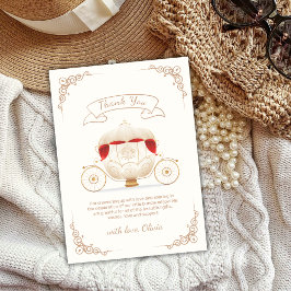 Gold Elegant Fairytale Carriage Baby Shower  サンキューカード