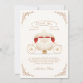 Gold Elegant Fairytale Carriage Baby Shower  サンキューカード (正面)