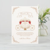 Gold Elegant Fairytale Carriage Baby Shower  サンキューカード (スタンド正面)