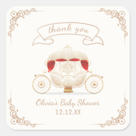 Gold Elegant Fairytale Carriage Baby Shower  スクエアシール