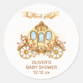 Gold Elegant Flower Prince Carriage Baby Shower ラウンドシール